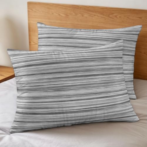 3 Pieces Duvet Cover Queen Bedding Sets Abstract Gray Striped Textured