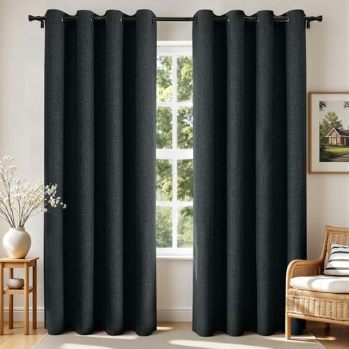 Joydeco Blackout Curtains 84 Inches Long 2 Panels Burg, Room Darkening