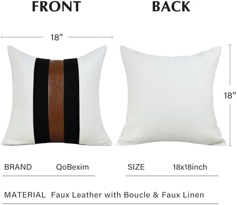 Boucle Patchwork Black Linen Throw Pillow Covers 18x18 Inch