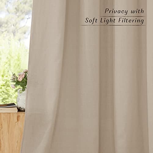 NICETOWN Linen Taupe Window Curtains 84 inches Long, Grommet Thick