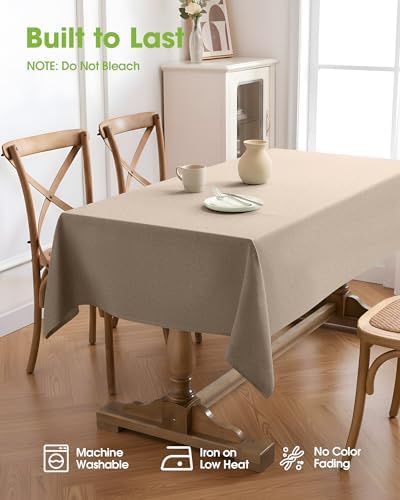 Pureegg Table Cloth for Rectangle Tables - Elegant Linen Mocha