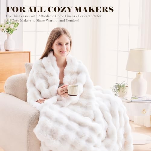 Faux Fur King Blanket for Couch, 1000 GSM Cozy Fuzzy Fluffy Soft Plush