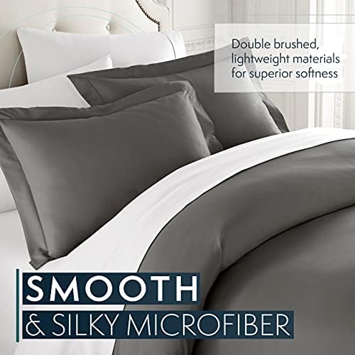 HC COLLECTION Duvet Cover - Grey King Size Duvet Cover - 3 Piece Soft