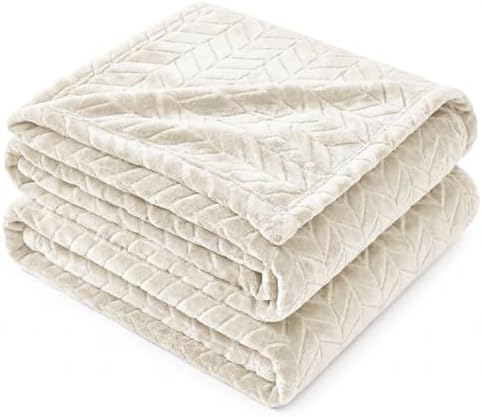Superior Hope Herringbone Fluffy Fleece Blanket, Soft Plush Embossed