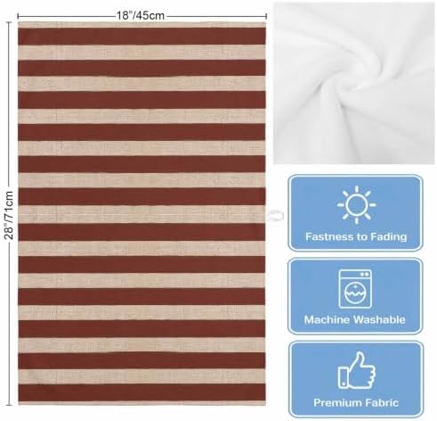Oatmeal Tan Striped Kitchen Towels Set of 3, Water Absorbent Dish
