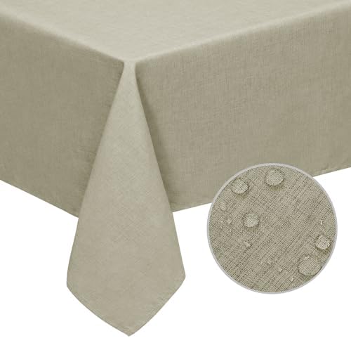 Easy-Going Waterproof Faux Linen Tablecloth, Rectangle, 52x70in, Linen