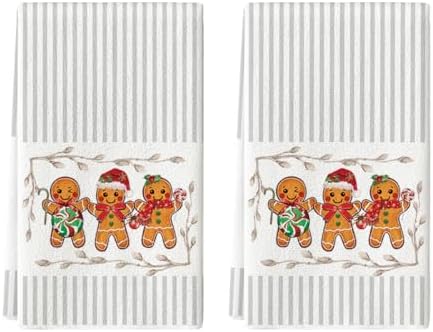 Artoid Mode Beige Candy Christmas Kitchen Towels Set of 2 18x26 Inch