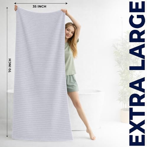 DAN RIVER Ribbed Extra Large Bath Sheets Pack of 2, 35 x 70 Inches