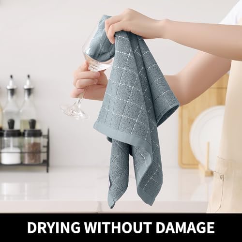 Homaxy Cotton Terry Kitchen Towels and Dishcloths Set of 8, Grey