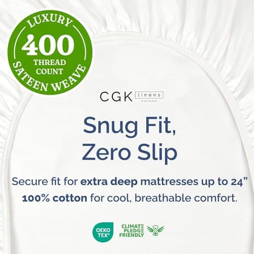 Extra Deep Cotton Fitted Sheet Cal King Size - 400 Thread Count