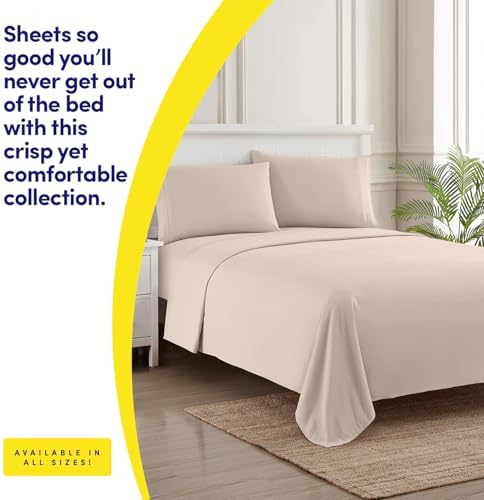 Supreme Collection Twin Sheet Set - 3 Piece Set, Beige Cream, Extra