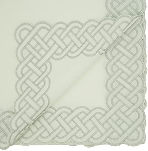 Saro Lifestyle Braid Embroidered Tablecloth, 70", Silver