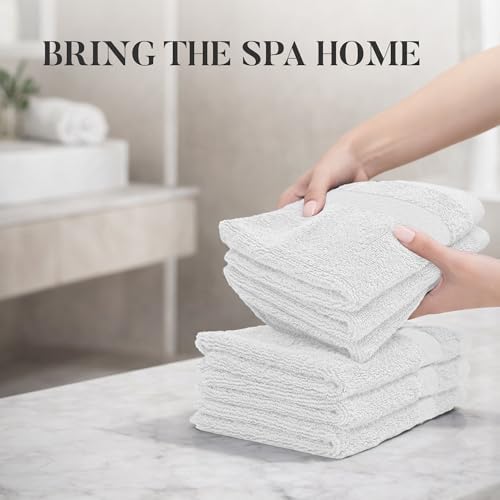 RIVERSIDE 12 Pack Premium Wash Cloths, 12x12 in, 600 GSM, White