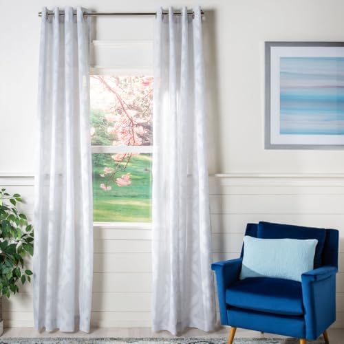 SAFAVIEH Home Curtain Mila Grey Semi-Sheer 52" x 96" Grommet Window