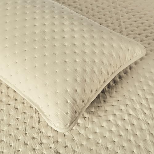 Amazon Basics Brushed Microfiber Quilt Set, Extra Soft with Natural