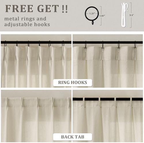 Greyish Beige Pinch Pleated Linen Curtains 84 Inches Long Semi Sheer