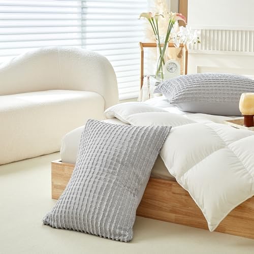 WARMDERN Grey Tufted Pillow Cases Queen Size, 6 Pack, Solid Corlor