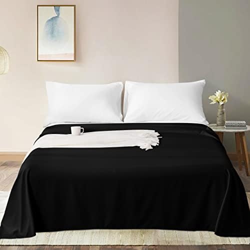FLXXIE King (102"x105") Brushed Microfiber Flat Sheet Only, Black