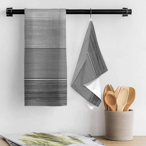 Kitchen Towels Dish Cloths 4 Pack 18x28in,Country Gray Ombre Stripe