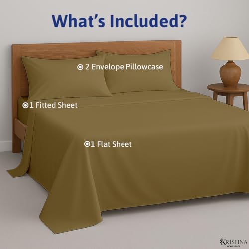 KRISHNA Full Giza Egyptian Cotton 4 Piece Sheet Set, 100% Long Staple