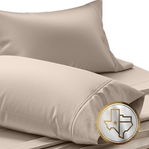 TEXAS LINEN CO. Luxury Egyptian Cotton King Taupe Pillow Cases Set of