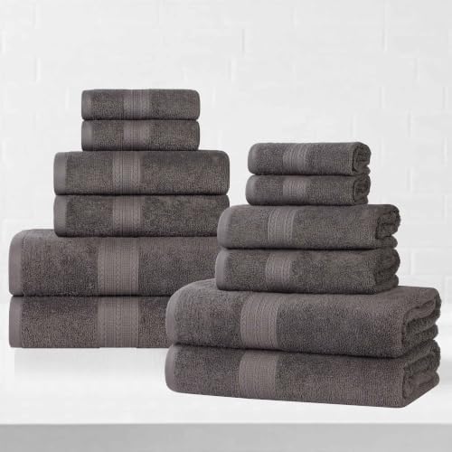 SUPERIOR Eco-Friendly Cotton 12-Piece Towel Set for Home, Dorm