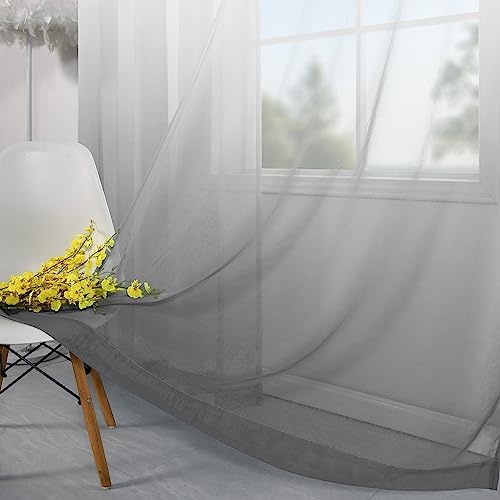KOUFALL White Gray Curtains for Bedroom Ombre Pattern Design Modern