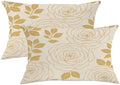 Rose Floral Throw Pillow Covers Set of 2, Cream Gold Flower Decorative