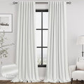 Off White 100% Blackout Linen Curtains for Bedroom 108 Inches Long