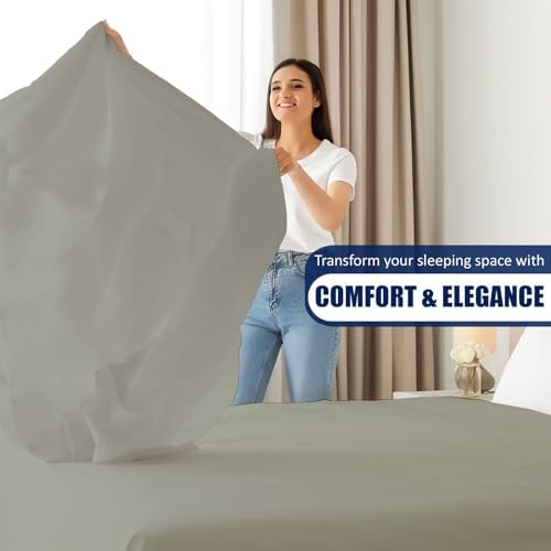 Cottingon Full Size Flat Sheet - 100% Cotton Sateen Top Sheet, Soft