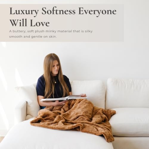 GRACED SOFT LUXURIES Faux Fur Blanket Cozy Camel Sofa Bed 50x60