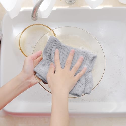 Homaxy 100% Cotton Waffle Weave Kitchen Dish Cloths, 7-Pack, Light