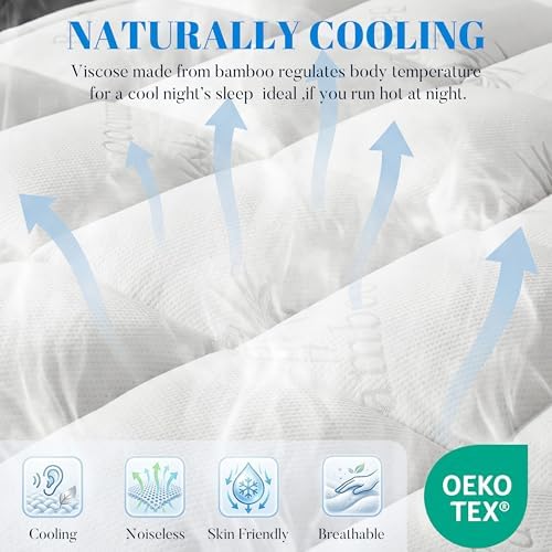 Ubauba 100% Waterproof Queen Size Mattress Topper, Viscose Made from