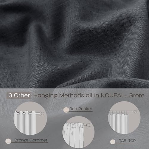 KOUFALL Grey Curtains for Living Room 96 Inches Long,Light Fitering