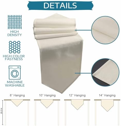 Cream Table Runner Linen Burlap Table Runner 108 Inches Long Modern