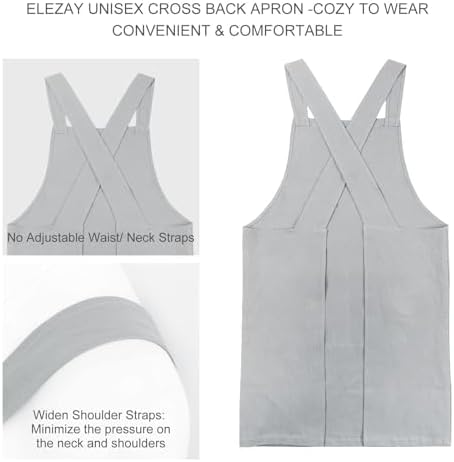 ELEZAY Aprons for Women with Pockets Plus Size Comfort Cross Back No