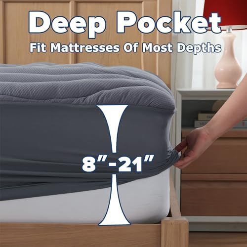 ELVEN HOME Queen Mattress Pad for Back & Hip Pain Relief, Pillow Top