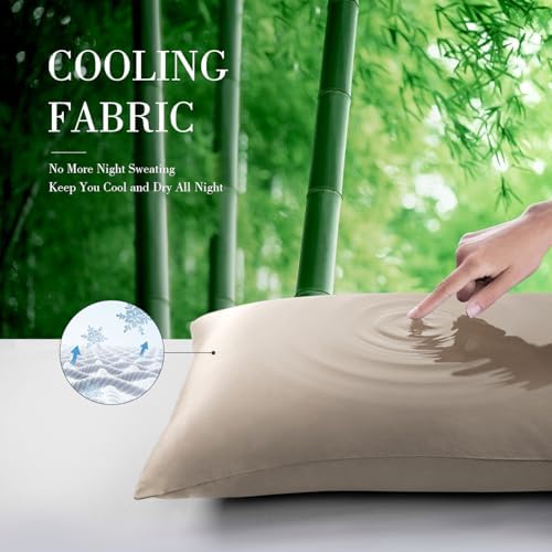 WishSmile Taupe Cooling Pillowcases King Pillow Cases Set of 2,Hair