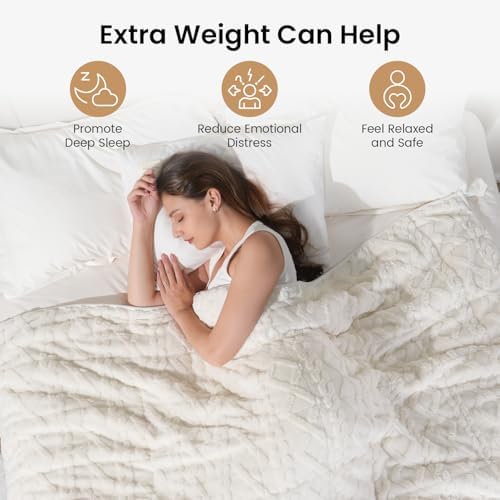 Drewin Weighted Blanket 15lbs Queen Size for Adults,Cream White,60" x