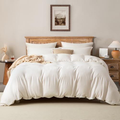 Linen Duvet Cover Set King Size 3PC,Linen Blend Duvet Cover with