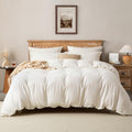 Linen Duvet Cover Set King Size 3PC,Linen Blend Duvet Cover with