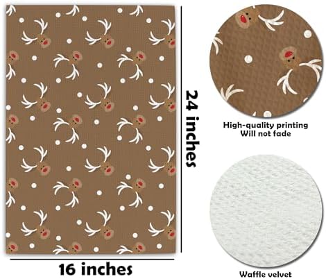 Christmas Cute Elk Theme Kitchen Towels - 16 x 24 Inches Kitchen Funny