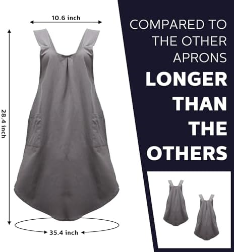 JaGely 2 Pack Japanese Linen Cross Back Kitchen Cooking Aprons for