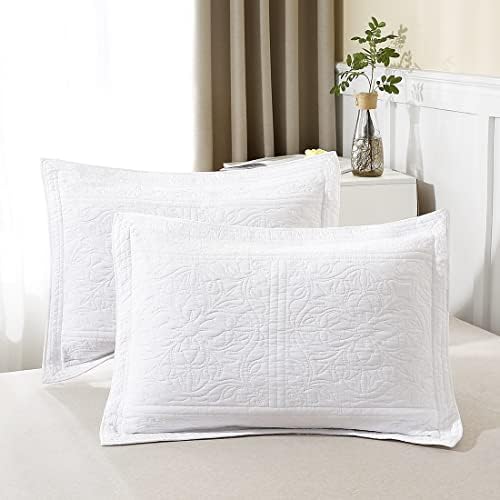 WINLIFE 100% Cotton Quilted Pillow Sham Floral Printed Pillow Cover