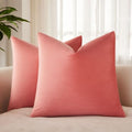 JUSPURBET Decorative Velvet Throw Pillow Covers 18x18 Set of 2,Coral