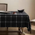 ZeeMart Grid Embroidered Square Hemmed Tablecloths 60x60in, Charcoal