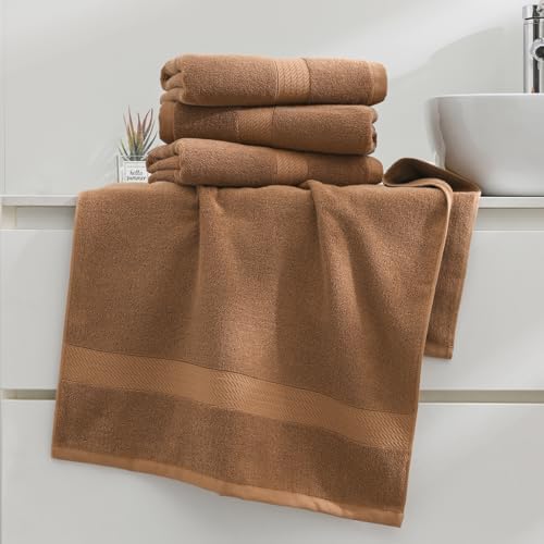 100% Cotton Hand Towel Set of 4, Oversized Ultra Soft Luxury Towels