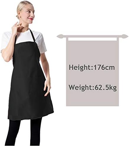 12 Pcs Bib Bulk Black Aprons for Women Men Adult Girls Unisex with 2