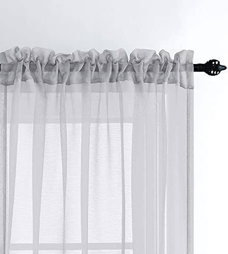 Pitalk Silver Curtains 96 Inches Long for Living Room 2 Panel Sets Rod