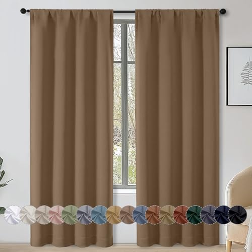 OWENIE Brown Blackout Curtains for Bedroom Living Room 72 Inch Long 2